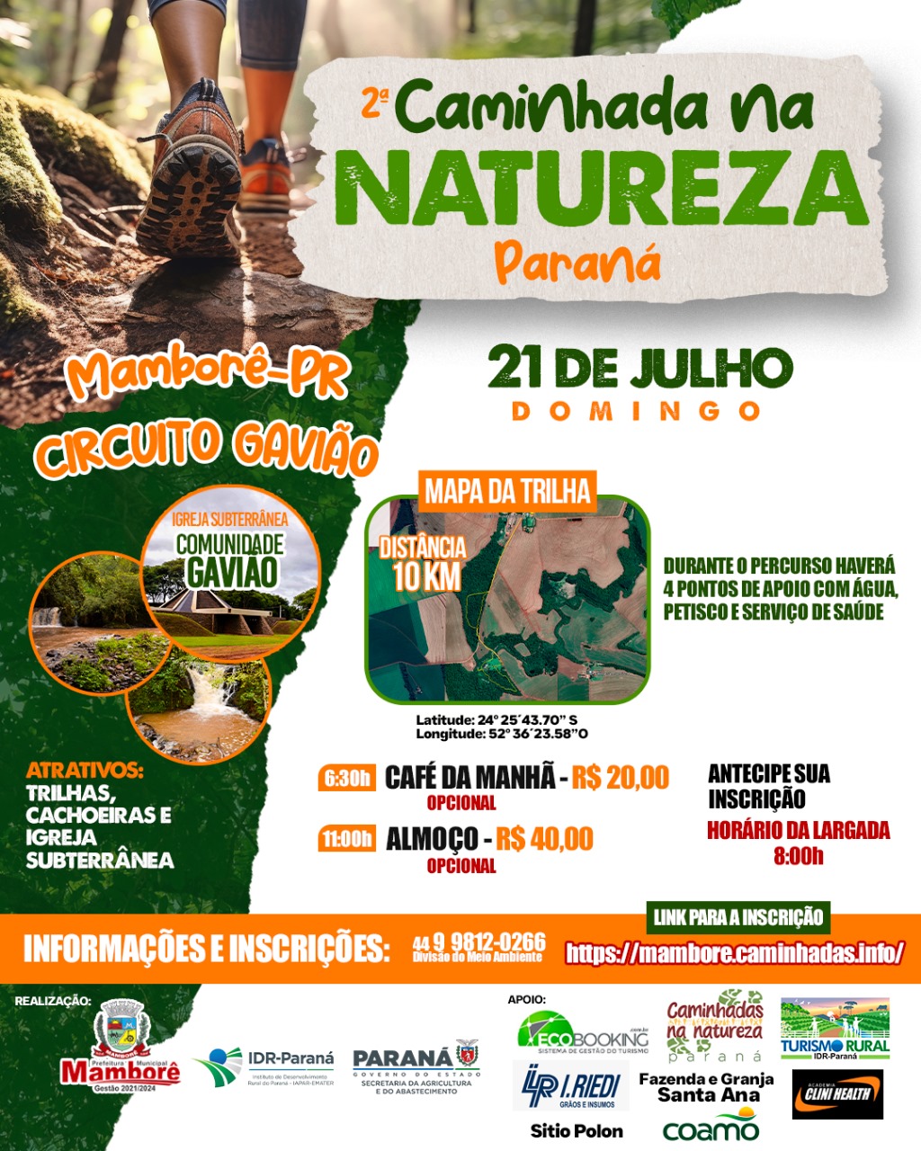 Caminhada na natureza,circuito gavião, MAMBORÊ /PR.