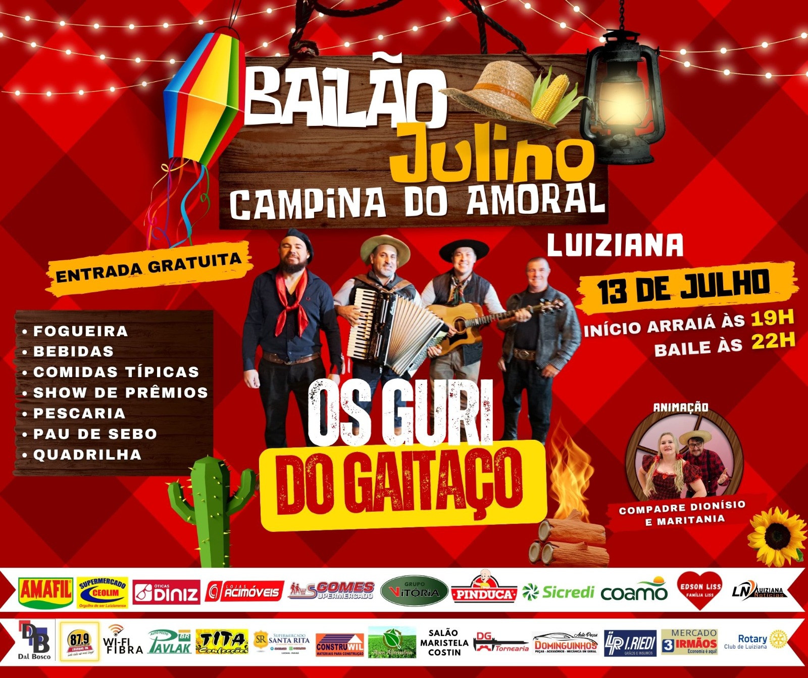 Festa junina na Campina do Amoral , dia 13/07 vocês estão todos convidados, entrada gratuita.