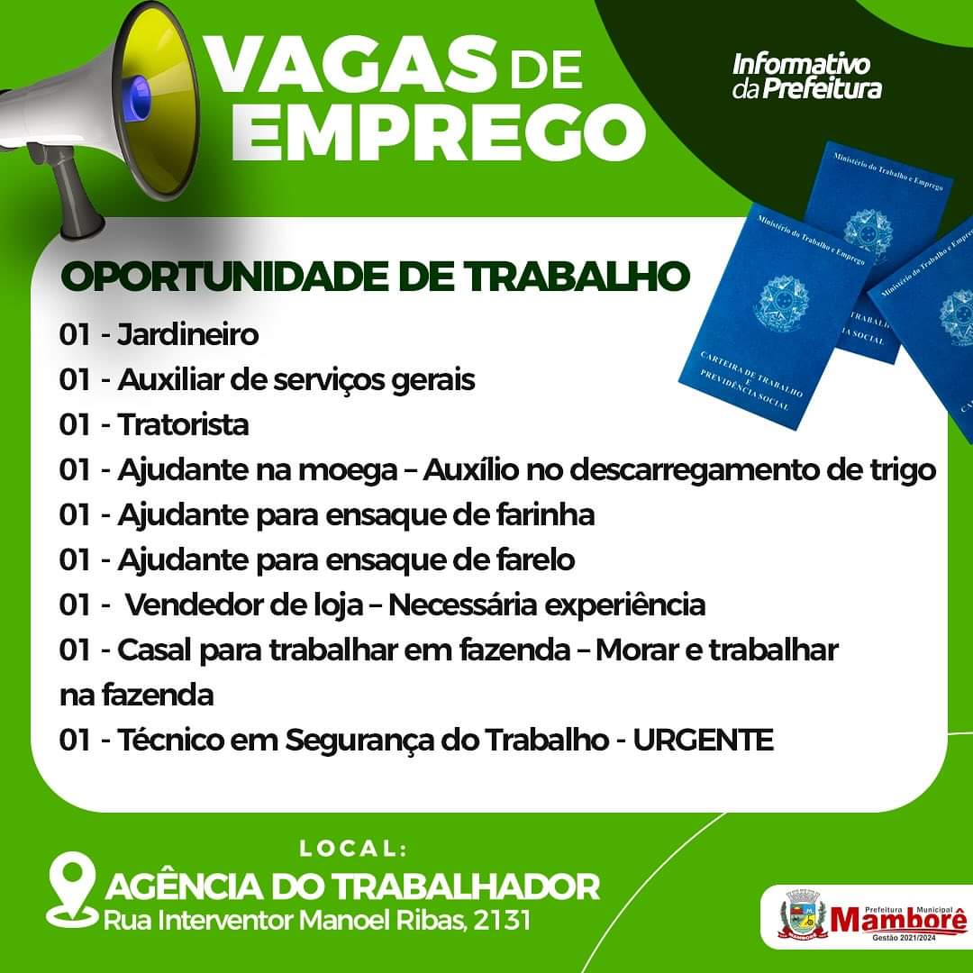 OPORTUNIDADE DE TRABALHO